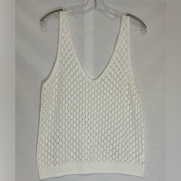 Tops - Marine Layer Finley Pointelle Crochet Sweater Tank Top Women’s Size Large